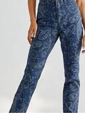 Who What Wear Navy Paisley Jeans